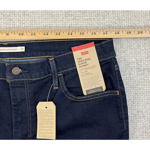 NEW Levi's 720 Jeans High Rise Super Skinny Women's 34x30 Stretch Dark Wash - Picture 9 of 14
